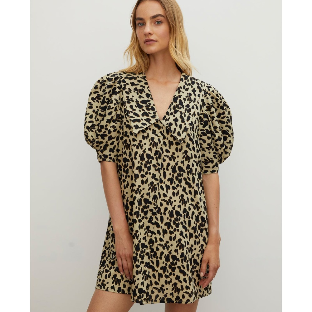 Rohe Emma Dress Pebble Print Collared Mini Dress Short Sleeve 2 US (34) Róhe NWT
